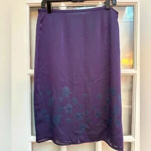 Vintage Express | Y2K Plum Blue Ivy A-Line Midi Skirt Size 14 Large